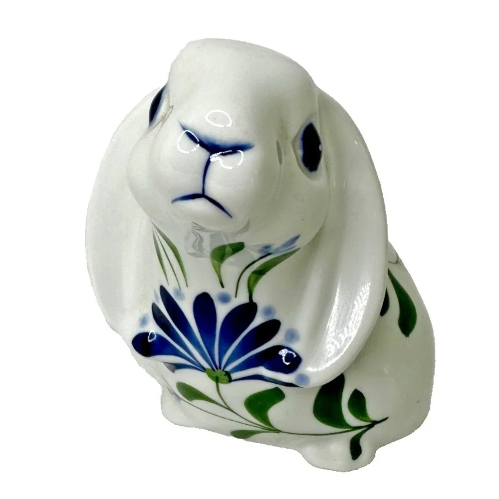 Dansk Int'l Vintage Ceramic Sage Song Collection Rabbit Figurine Blue Floral